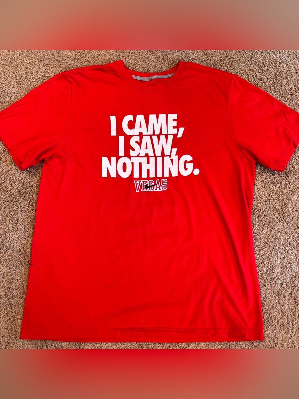 Nike Red Graphic Tee with White Vegas Slogan